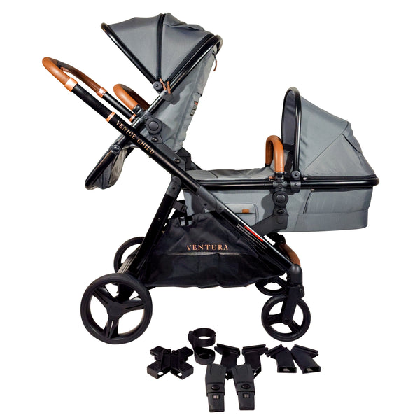 VENTURA SINGLE TO DOUBLE SIT AND STAND STROLLER WITH BASSINET